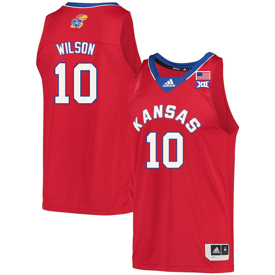 Men #10 Jalen Wilson Kansas Jayhawks College Basketball Jerseys Sale-Red